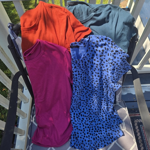 Avon 4 Pack of Tees Studio 1886 Short Sleeve T Shirts Solid & Print Curved Hem L - Picture 1 of 7